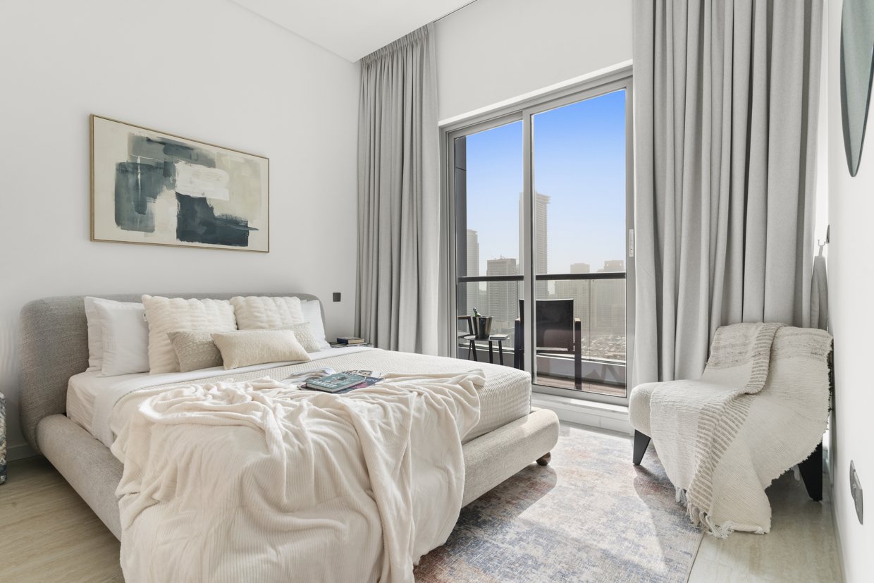 Bay Central renovated bedroom — The Smart Concierge Dubai holiday home
